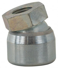 Vlier - 3/4-10, 1-1/4" Pad Diam, Uncoated Bottom, Steel Toggle Pad - 5/8 Depth, 1-11/32" OAL, 1-1/16" Width Across Flats, Zinc Plated Gold Chromate, 15° Swivel Angle - Apex Tool & Supply