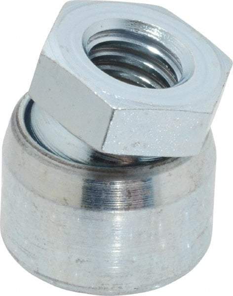 Vlier - 3/8-16, 3/4" Pad Diam, Uncoated Bottom, Steel Toggle Pad - 3/8 Depth, 3/16" OAL, 5/8" Width Across Flats, Zinc Plated Gold Chromate, 15° Swivel Angle - Apex Tool & Supply