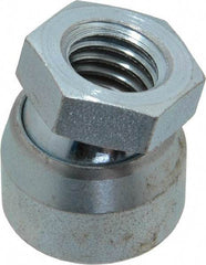 Vlier - 1/2-13, 7/8" Pad Diam, Uncoated Bottom, Steel Toggle Pad - 7/16 Depth, 15/16" OAL, 3/4" Width Across Flats, Zinc Plated Gold Chromate, 15° Swivel Angle - Apex Tool & Supply