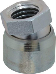 Vlier - 3/4-10, 1-1/4" Pad Diam, Uncoated Bottom, Steel Toggle Pad - 5/8 Depth, 1-11/32" OAL, 1-1/16" Width Across Flats, Zinc Plated Gold Chromate, 15° Swivel Angle - Apex Tool & Supply
