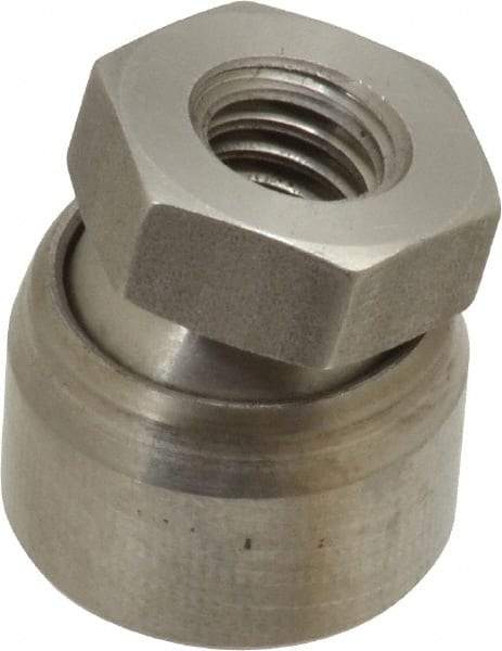 Vlier - 5/16-18, 11/16" Pad Diam, Uncoated Bottom, Stainless Steel Toggle Pad - 3/8 Depth, 3/4" OAL, 9/16" Width Across Flats, 15° Swivel Angle - Apex Tool & Supply