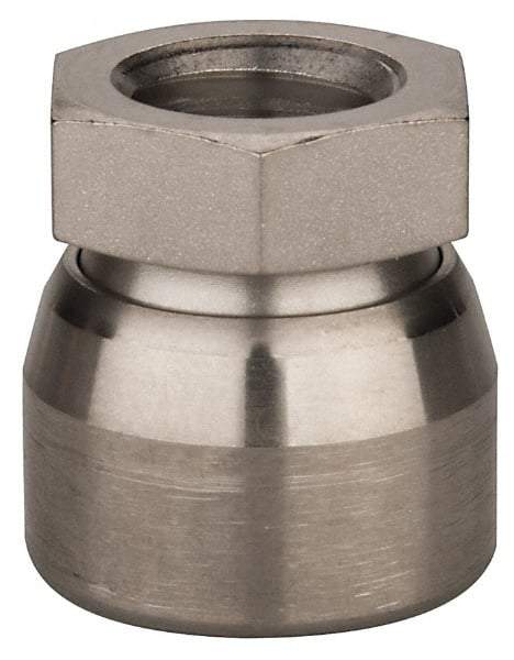 Vlier - 1/2-13, 7/8" Pad Diam, Uncoated Bottom, Stainless Steel Toggle Pad - 7/16 Depth, 15/16" OAL, 3/4" Width Across Flats, 15° Swivel Angle - Apex Tool & Supply