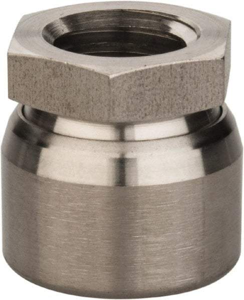 Vlier - 5/8-11, 11/16" Pad Diam, Uncoated Bottom, Stainless Steel Toggle Pad - 7/16 Depth, 1" OAL, 7/8" Width Across Flats, 15° Swivel Angle - Apex Tool & Supply