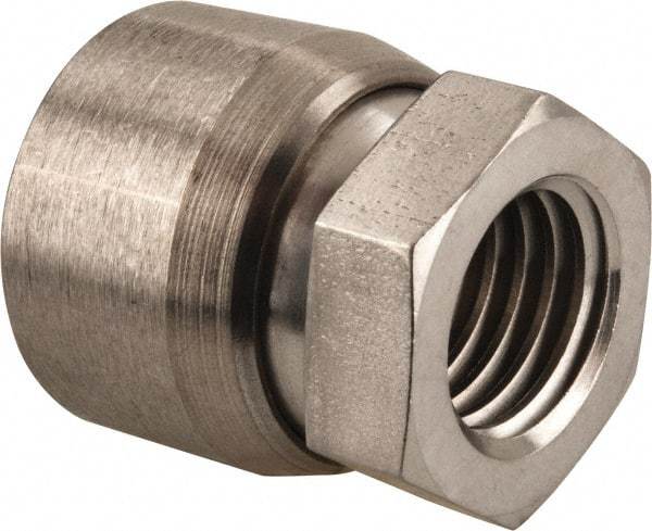 Vlier - 3/4-10, 1-1/4" Pad Diam, Uncoated Bottom, Stainless Steel Toggle Pad - 5/8 Depth, 1-11/32" OAL, 1-1/16" Width Across Flats, 15° Swivel Angle - Apex Tool & Supply