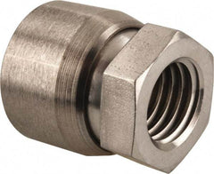 Vlier - 3/4-10, 1-1/4" Pad Diam, Uncoated Bottom, Stainless Steel Toggle Pad - 5/8 Depth, 1-11/32" OAL, 1-1/16" Width Across Flats, 15° Swivel Angle - Apex Tool & Supply