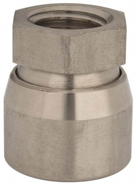 Vlier - 1-8, 1-5/8" Pad Diam, Uncoated Bottom, Stainless Steel Toggle Pad - 13/16 Depth, 1-53/64" OAL, 1-3/8" Width Across Flats, 15° Swivel Angle - Apex Tool & Supply