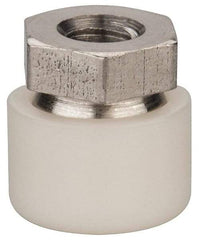 Vlier - 1/4-20, 5/8" Pad Diam, Uncoated Bottom, Stainless Steel Toggle Pad - 5/16 Depth, 5/8" OAL, 1/2" Width Across Flats, 15° Swivel Angle - Apex Tool & Supply