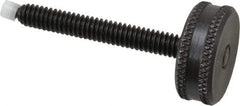 Vlier - 1/4-20 Knurled Shoulderless Swivel Pad Tip Steel Thumb Screw - 2-3/8" OAL, 1" Head Diam x 3/8" Head Height, Black Oxide Finish - Apex Tool & Supply