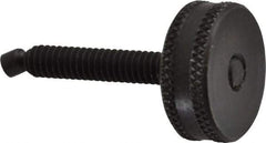 Vlier - 1/4-20 Knurled Shoulderless Swivel Pad Tip Steel Thumb Screw - 1-7/8" OAL, 1" Head Diam x 3/8" Head Height, Black Oxide Finish - Apex Tool & Supply