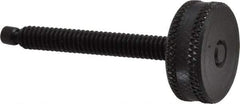 Vlier - 1/4-20 Knurled Shoulderless Swivel Pad Tip Steel Thumb Screw - 2-3/8" OAL, 1" Head Diam x 3/8" Head Height, Black Oxide Finish - Apex Tool & Supply