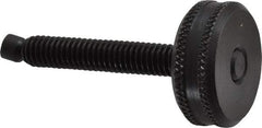 Vlier - 5/16-18 Knurled Shoulderless Swivel Pad Tip Steel Thumb Screw - 2-7/16" OAL, 1-1/8" Head Diam x 7/16" Head Height, Black Oxide Finish - Apex Tool & Supply