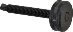 Vlier - 3/8-16 Knurled Shoulderless Swivel Pad Tip Steel Thumb Screw - 3" OAL, 1-1/4" Head Diam x 1/2" Head Height, Black Oxide Finish - Apex Tool & Supply