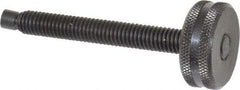 Vlier - 3/8-16 Knurled Shoulderless Swivel Pad Tip Steel Thumb Screw - 3-1/2" OAL, 1-1/4" Head Diam x 1/2" Head Height, Black Oxide Finish - Apex Tool & Supply