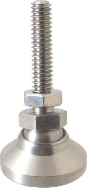 Vlier - 1/4-20 Bolt Thread, Studded Pivotal Stud Mount Leveling Pad & Mount - 1,100 Max Lb Capacity, 1" Base Diam - Apex Tool & Supply