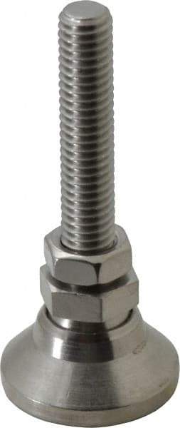 Vlier - 3/8-16 Bolt Thread, Studded Pivotal Stud Mount Leveling Pad & Mount - 3,750 Max Lb Capacity, 1-1/4" Base Diam - Apex Tool & Supply