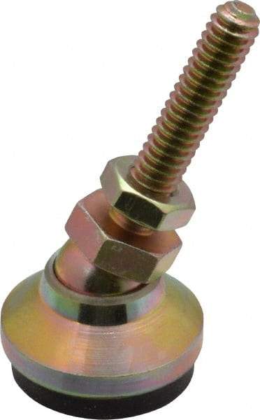 Vlier - 1/4-20 Bolt Thread, Studded Pivotal Stud Mount Leveling Pad & Mount - 800 Max Lb Capacity, 1" Base Diam - Apex Tool & Supply