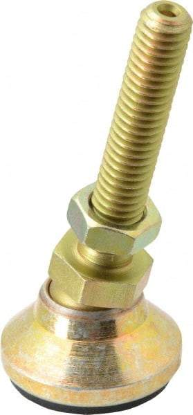 Vlier - 3/8-16 Bolt Thread, Studded Pivotal Stud Mount Leveling Pad & Mount - 2,800 Max Lb Capacity, 1-1/4" Base Diam - Apex Tool & Supply