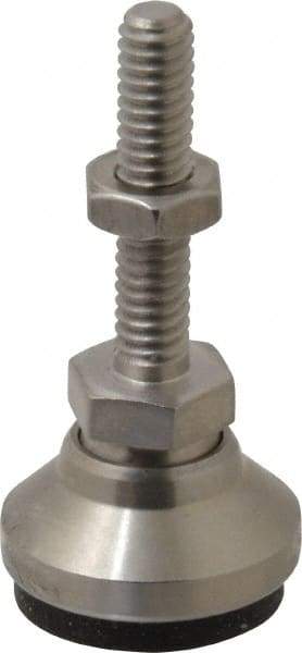 Vlier - 1/4-20 Bolt Thread, Studded Pivotal Stud Mount Leveling Pad & Mount - 1,400 Max Lb Capacity, 1" Base Diam - Apex Tool & Supply