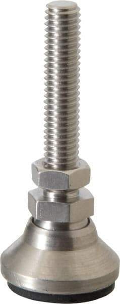 Vlier - 3/8-16 Bolt Thread, Studded Pivotal Stud Mount Leveling Pad & Mount - 3,750 Max Lb Capacity, 1-1/4" Base Diam - Apex Tool & Supply
