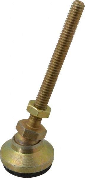 Vlier - 1/4-20 Bolt Thread, Studded Pivotal Stud Mount Leveling Pad & Mount - 800 Max Lb Capacity, 1" Base Diam - Apex Tool & Supply