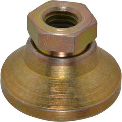Vlier - 3750 Lb Capacity, 3/8-16 Thread, 7/8" OAL, Steel Stud, Tapped Pivotal Socket Mount Leveling Pad - 1-1/4" Base Diam, Steel Pad, 5/8" Hex - Apex Tool & Supply
