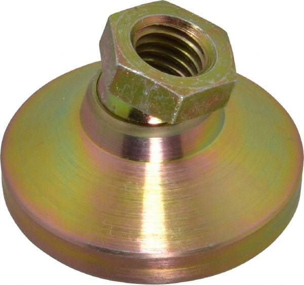 Vlier - 5000 Lb Capacity, 1/2-13 Thread, 1-1/8" OAL, Steel Stud, Tapped Pivotal Socket Mount Leveling Pad - 1-7/8" Base Diam, Steel Pad, 3/4" Hex - Apex Tool & Supply