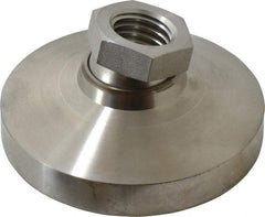 Vlier - 7200 Lb Capacity, 3/4-10 Thread, 1-1/2" OAL, Stainless Steel Stud, Tapped Pivotal Socket Mount Leveling Pad - 3" Base Diam, Stainless Steel Pad, 1-1/16" Hex - Apex Tool & Supply