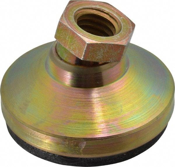 Vlier - 3750 Lb Capacity, 1/2-13 Thread, 1-1/8" OAL, Steel Stud, Tapped Pivotal Socket Mount Leveling Pad - 1-7/8" Base Diam, Elastomer Pad, 3/4" Hex - Apex Tool & Supply