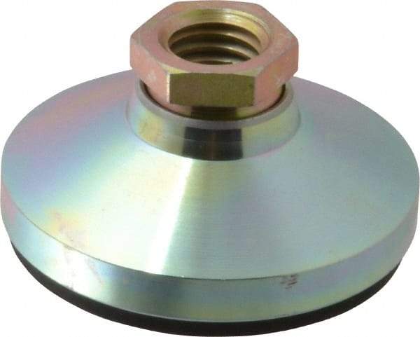 Vlier - 4500 Lb Capacity, 5/8-11 Thread, 1-1/4" OAL, Steel Stud, Tapped Pivotal Socket Mount Leveling Pad - 2-1/2" Base Diam, Elastomer Pad, 7/8" Hex - Apex Tool & Supply