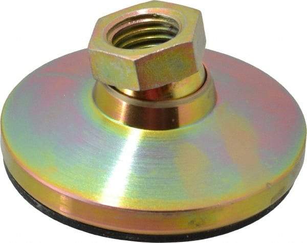 Vlier - 16400 Lb Capacity, 1-8 Thread, 1-7/8" OAL, Steel Stud, Tapped Pivotal Socket Mount Leveling Pad - 4" Base Diam, Elastomer Pad, 1-3/8" Hex - Apex Tool & Supply