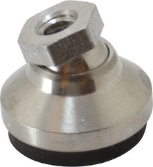 Vlier - 800 Lb Capacity, 1/4-20 Thread, 45/64" OAL, Stainless Steel Stud, Tapped Pivotal Socket Mount Leveling Pad - 1" Base Diam, Elastomer Pad, 1/2" Hex - Apex Tool & Supply