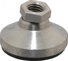 Vlier - 3750 Lb Capacity, 1/2-13 Thread, 1-1/8" OAL, Stainless Steel Stud, Tapped Pivotal Socket Mount Leveling Pad - 1-7/8" Base Diam, Elastomer Pad, 3/4" Hex - Apex Tool & Supply