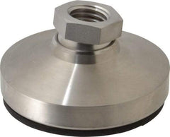 Vlier - 5400 Lb Capacity, 3/4-10 Thread, 1-1/2" OAL, Stainless Steel Stud, Tapped Pivotal Socket Mount Leveling Pad - 3" Base Diam, Elastomer Pad, 1-1/16" Hex - Apex Tool & Supply