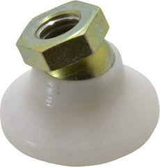 Vlier - 300 Lb Capacity, 3/8-16 Thread, 7/8" OAL, Steel Stud, Tapped Pivotal Socket Mount Leveling Pad - 1-1/4" Base Diam, Delrin Pad, 5/8" Hex - Apex Tool & Supply