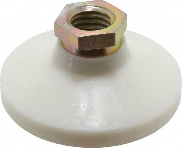 Vlier - 1200 Lb Capacity, 5/8-11 Thread, 1-1/4" OAL, Steel Stud, Tapped Pivotal Socket Mount Leveling Pad - 2-1/2" Base Diam, Delrin Pad, 7/8" Hex - Apex Tool & Supply