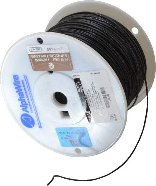 Alpha Wire - 18 AWG, 16 Strand, 305 m OAL, Tinned Copper Hook Up Wire - Black PVC Jacket, 0.079" Diam - Apex Tool & Supply