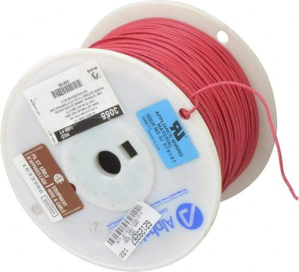 Alpha Wire - 18 AWG, 16 Strand, 305 m OAL, Tinned Copper Hook Up Wire - Red PVC Jacket, 0.079" Diam - Apex Tool & Supply