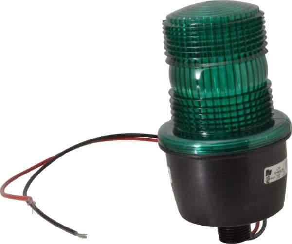 Federal Signal Corp - 12 to 48 VDC, 4X NEMA Rated, Strobe Tube, Green, Low Profile Mini Strobe Light - 65 to 95 Flashes per min, 1/2 Inch Pipe, 3-1/8 Inch Diameter, 5.8 Inch High, IP66 Ingress Rating, Pipe Mount - Apex Tool & Supply