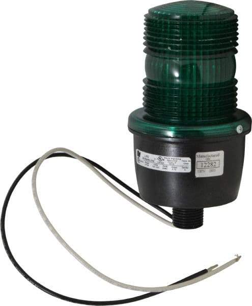 Federal Signal Corp - 120 VAC, 4X NEMA Rated, Strobe Tube, Green, Low Profile Mini Strobe Light - 65 to 95 Flashes per min, 1/2 Inch Pipe, 3-1/8 Inch Diameter, 5.8 Inch High, IP66 Ingress Rating, Pipe Mount - Apex Tool & Supply