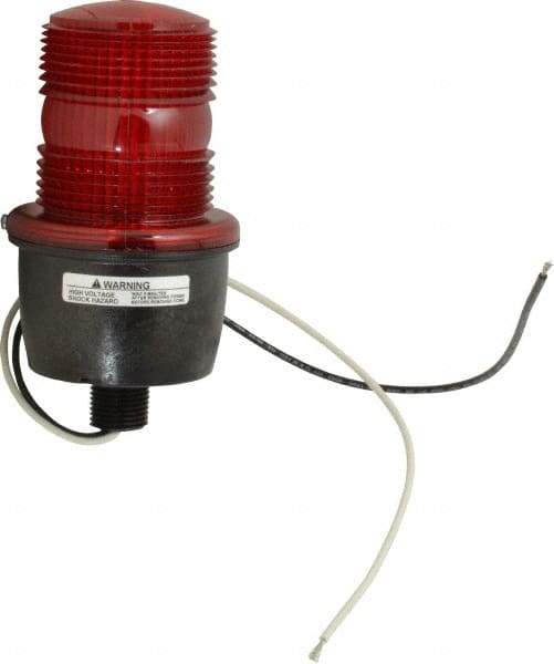 Federal Signal Corp - 120 VAC, 4X NEMA Rated, Strobe Tube, Red, Low Profile Mini Strobe Light - 65 to 95 Flashes per min, 1/2 Inch Pipe, 3-1/8 Inch Diameter, 5.8 Inch High, IP66 Ingress Rating, Pipe Mount - Apex Tool & Supply