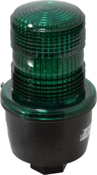 Federal Signal Corp - 120 VAC, 4X NEMA Rated, Strobe Tube, Green, Low Profile Mini Strobe Light - 65 to 95 Flashes per min, 1/2 Inch Pipe, 3-1/8 Inch Diameter, 5.7 Inch High, IP66 Ingress Rating, Pipe Mount - Apex Tool & Supply