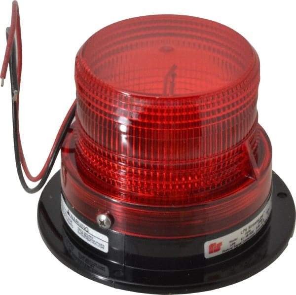 Federal Signal Corp - 12 to 48 VDC, 4X NEMA Rated, Strobe Tube, Red, Low Profile Mini Strobe Light - 65-95 Flashes per min, 5 Inch Diameter, 3-5/8 Inch High, IP65 Ingress Rating, Surface Mount - Apex Tool & Supply