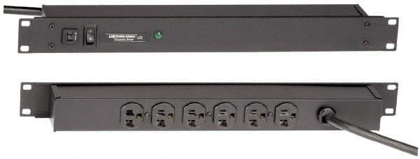 Wiremold - 6 Outlets, 120 Volts, 20 Amps, 6' Cord, Power Outlet Strip - 1 Circuits, Rack Mount, 5-15P NEMA Configuration, 19" Strip, cULus, UL Listed File 1449 - Apex Tool & Supply