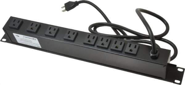 Wiremold - 8 Outlets, 120 Volts, 15 Amps, 6' Cord, Power Outlet Strip - 1 Circuits, Rack Mount, 5-15R NEMA Configuration, 19" Strip, cULus, UL Listed File 1449 - Apex Tool & Supply