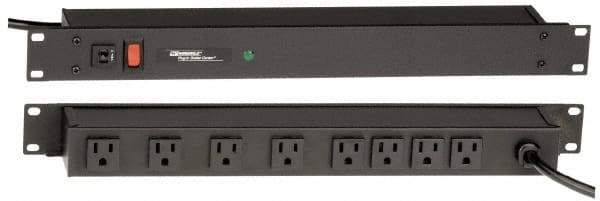 Wiremold - 8 Outlets, 120 Volts, 15 Amps, 15' Cord, Power Outlet Strip - 1 Circuits, Rack Mount, 5-15R NEMA Configuration, 19" Strip, cULus, UL Listed File 1449 - Apex Tool & Supply