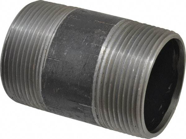 B&K Mueller - Schedule 40, 2-1/2" Diam x 4" Long Steel Black Pipe Nipple - Threaded - Apex Tool & Supply