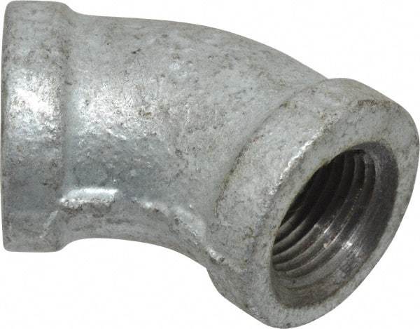 B&K Mueller - Class 150, 3/8" Galvanized Pipe 45° Elbow - Threaded, Malleable Iron - Apex Tool & Supply