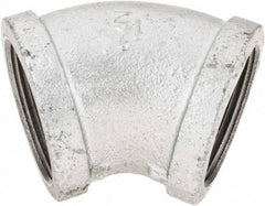 B&K Mueller - Class 150, 1-1/2" Galvanized Pipe 45° Elbow - Threaded, Malleable Iron - Apex Tool & Supply