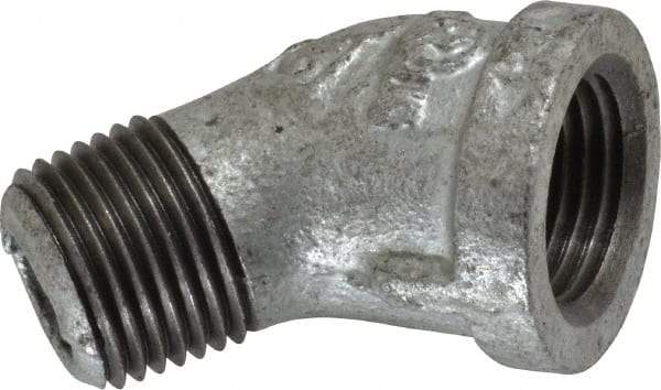 B&K Mueller - Class 150, 1/2" Galvanized Pipe 45° Street Elbow - Threaded, Malleable Iron - Apex Tool & Supply