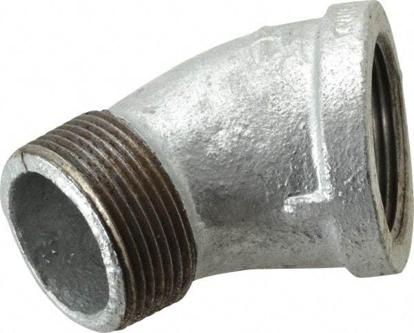 B&K Mueller - Class 150, 1-1/4" Galvanized Pipe 45° Street Elbow - Threaded, Malleable Iron - Apex Tool & Supply